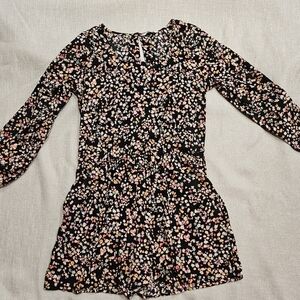Decree Floral Romper in Black and Pink